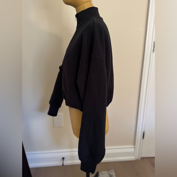 NWT SKIMS Half Zip Crop Cotton Fleece Blend Sweatshirt (M) - Picture 7 of 9